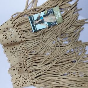 Gold Fringe Cover Up Beach Skirt NWT